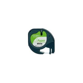 ORIGINAL DYMO Nastro Nero su bianco S0721520 LetraTAG LetraTAG banda di carta, 12mm x 4m - S0721520