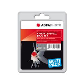 ORIGINAL Agfa Photo Multipack nero / ciano / magenta / giallo APCCLI551XLSET CLI-551XLBK,C,M,Y ~3135 Seiten Agfa Photo CLI-551bk XL + CLI-551c XL + CLI-551m XL + CLI-551y XL - APCCLI551XLSET